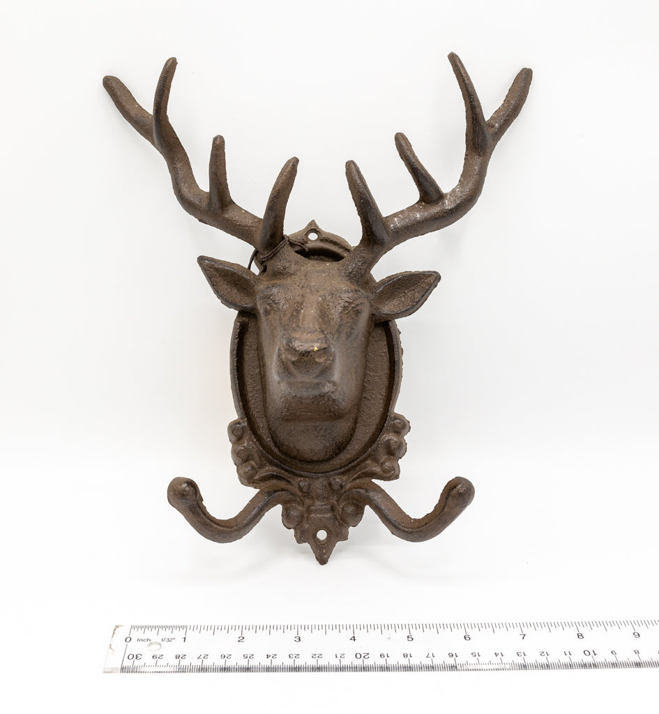 Decorative Cast Metal Reindeer Head Coat Hanger (large).